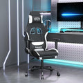 SKM Gaming Chair with Footrest Black and White Fabric (Weight-17KG)