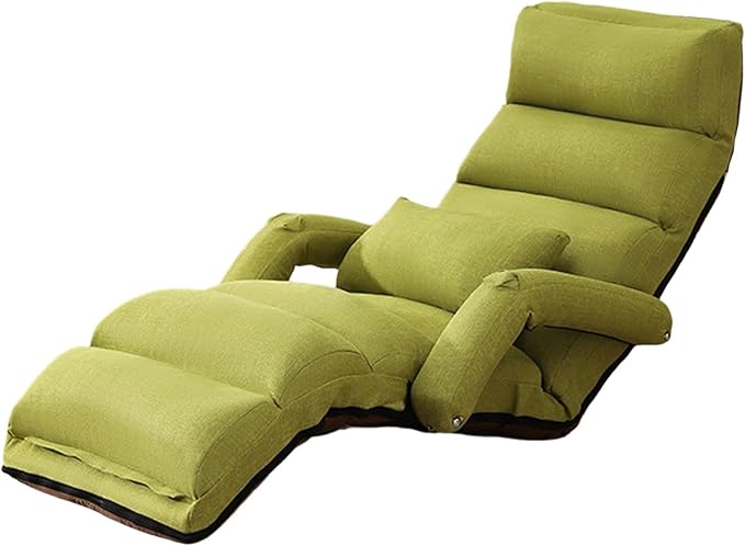 Floor Chair with Back Support and Arms Filled with High-Density Sponge and PP Cotton No Assembly is Required Sofa Chair 4 Parts Can Be Adjusted(Green)