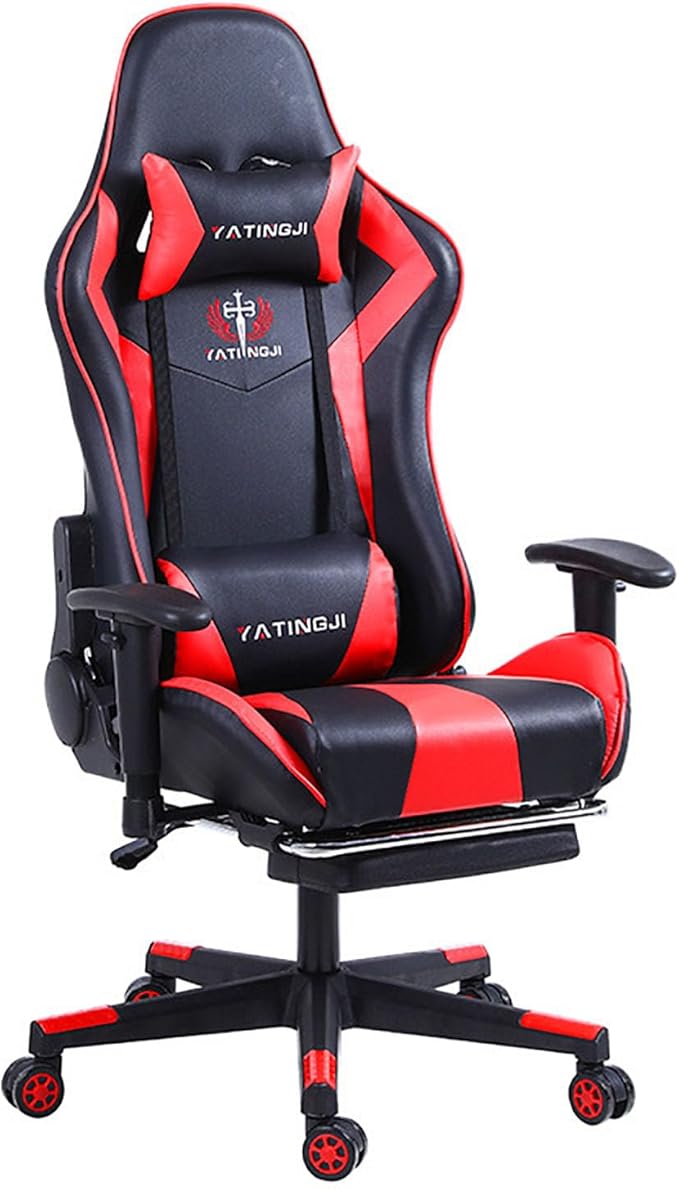 JSWHYBD Gaming Chair with Foot Rest Computer Chair E-Sports Chair Three-Level Explosion-Proof Gas Pole Large Angle Latex Recliner Suitable for Home Office Game Live Streaming Internet Cafe Game Room