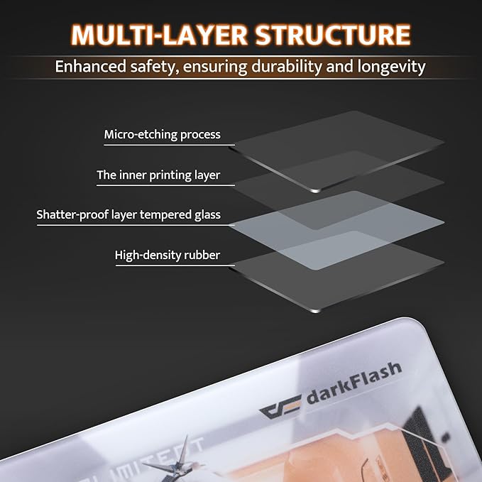 darkFlash Glass Mouse Pad 13.8×11.8 Inch Ultra-Smooth Tempered Surface Precision Tracking Anti-Slip Rubber Base Durable Etched Finish Unique IP Ideal for Gaming &amp Work(DMP350)