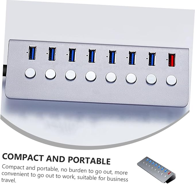 USB Hub with Separate Power Switches USB Extension Device Compact Lightweight for Laptop Office Travel
