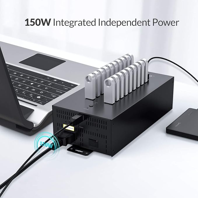 ORICO Industrial USB Hub 20 Ports Mountable 150W Powered Industrial Grade USB 2.0 Hub Full Metal Case High-Speed Data Transfer