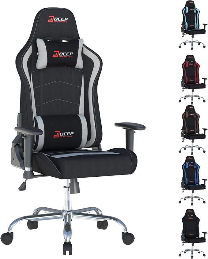 Gaming Chair High-Back Ergonomic Computer Chair Adult Lumbar Support Breathable Fabric Office Chair 3D Independent Armrests。(1005-gray)