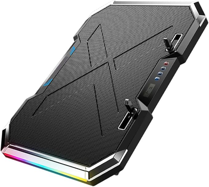 ARTIBETTER RGB Led Laptop Cooler Pad Gear Adjustable Height Fan Cooling Design with LCD Touch Control USB Powered for Gaming and Workstation Use