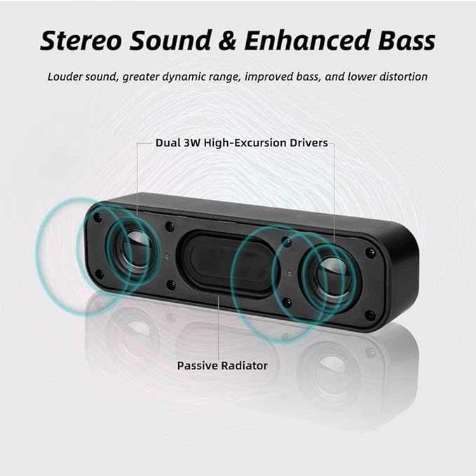 USB Computer Speaker Laptop Speaker with Stereo Sound &amp Enhanced Bass Portable Mini Sound Bar