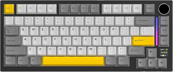ATTACK SHARK X820ULTRA Wireless Gaming Mechanical Keyboard with TFT Smart Display&ampKnobPBT KeycapsGasket Mounted 75% TKL KeyboardBT5.0/2.4GHz/USB-CRGB Backlit for PC（Starry Black Shark Switch）