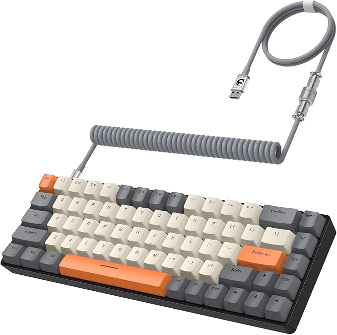 T8 60% Gaming Keyboard68 Keys Compact Mini Wired Mechanical Keyboard with 18 Chroma RGB BacklitBlue SwitchUSB C Coiled Keyboard Cablefor PCLaptopMacPS4Xbox-Dark Grey
