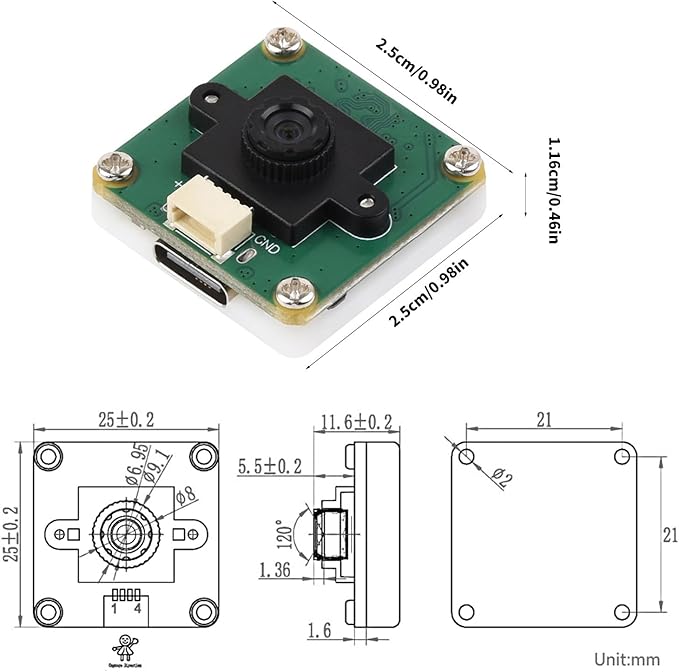 Global Shutter OV9281 USB Camera Module 120FPS High Frame Easy for Motion Capturing and Computer Projects