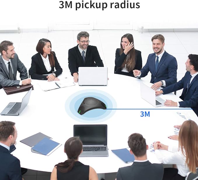 Conference Speaker and Microphone 360° Omnidirectional USB Speakerphone Microphone with USB Hub Noise Reduction/Echo Cancellation Computer Microphone for 8-10 People Business Conference Home Office