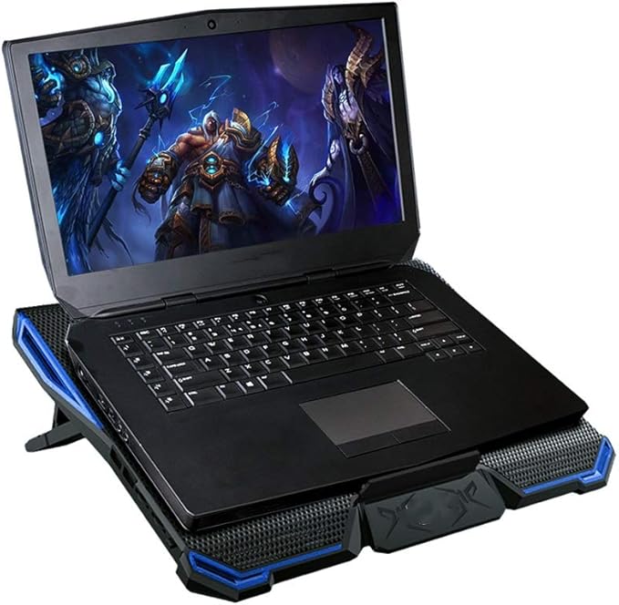 Adjustable Angles Laptop Cooler Ergonomic Notebook Cooling Pad with Five Led Fan for 11'' 15.6'' 17''Notebook Tablet PC (Color : Blue) (Blue)