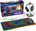 GAME PUNK 6-Piece Codebreakers RGB Gaming Bundle – Mechanical Keyboard RGB Mouse &amp XL Mousepad USB Hub Gaming Headset w/Stand Light Strip – PC Game Accessories for Desktop &amp Laptop