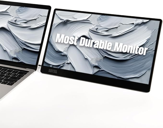 SOTSU FlipAction Go 14 Premium Portable Monitor | Full HD 1080p | 400 Nits | 100% sRGB | Robust yet Lightweight | Pivoting Landscape &amp Portrait Display | Tempered Glass Cover | USB-C &amp Mini H