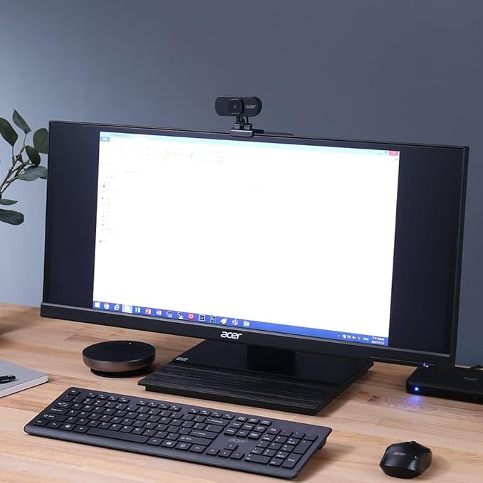 acer Full HD USB Streaming 2MP Webcam | 1080P HD | 360° Rotation | Digital Microphone | Plug &amp Play for Desktop or Laptop PC | Stream for Zoom Skype Facetime YouTube | Conference Calls &amp MS