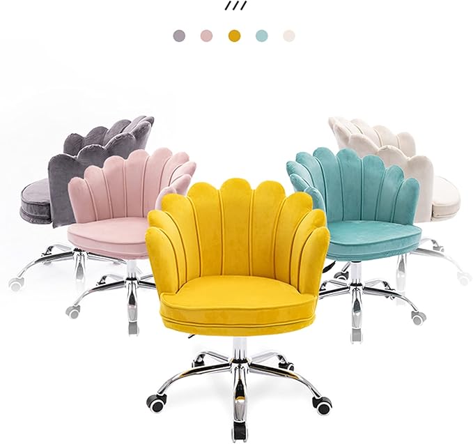 Velvet Dresser Chair Ergonomic Office Game Chairs Bedroom Swivel Recliner Chair with Adjustable Sit Height Home Chair Living Room for Gaming