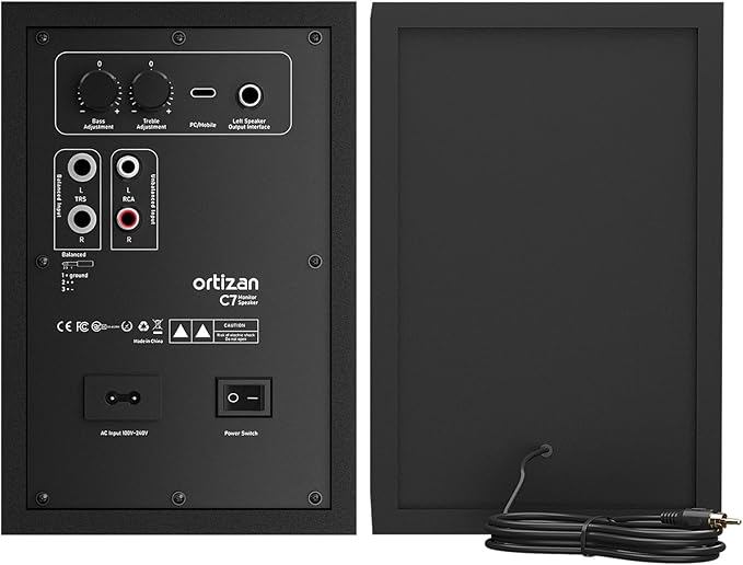 Ortizan C7 Dual-Mode 2.0 Studio Monitors Active Monitor Speakers for Near Field Music Production Bluetooth 5.3 Wireless Computer PC Monitor Gaming Bookshelf Speakers(Pair Black)