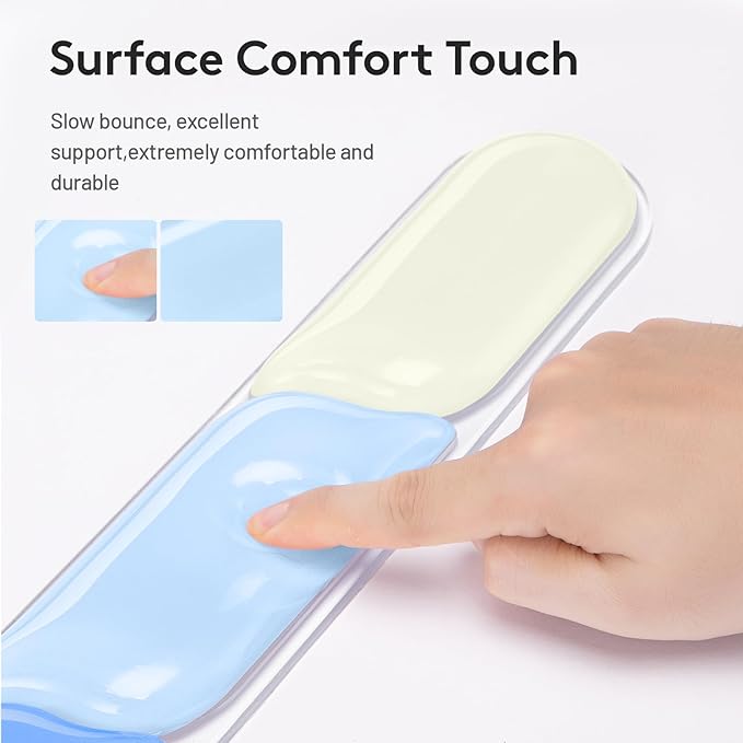 Upgrade Keyboard Wrist Rest Set Gel Keyboard Wrist Support Mousepad Ergonomic Mouse Wrist Mat for Computer Laptop Home Office Blue Color Block