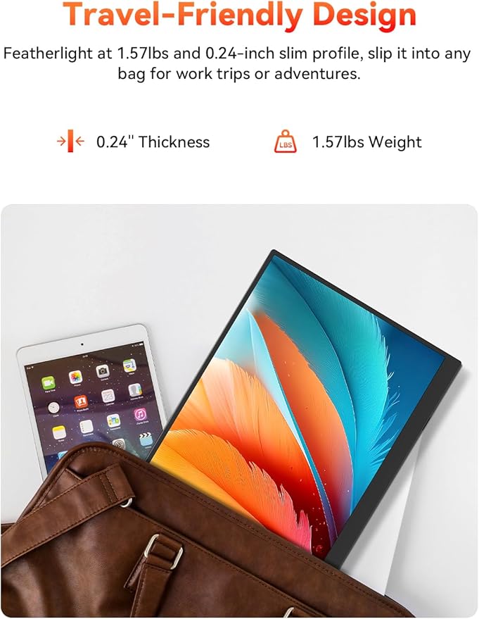 HotYeah 16 2.5K 144Hz Portable Gaming Monitor 2560x1600 QHD 125% sRGB USB-C HDMI Monitor for Laptop External Monitor w/180° Adjustable Kickstand for MacBook Laptop PC Phone Tablet Switch PS5