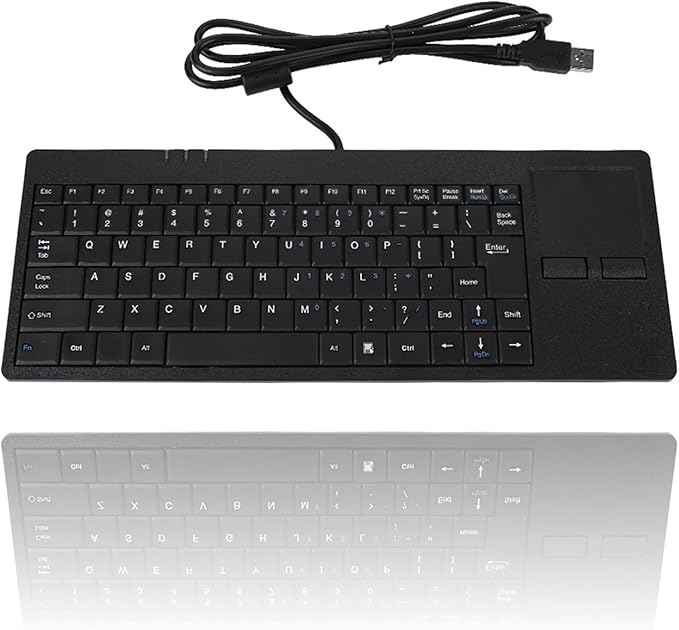 USB Touchpad Keyboard - Mini Design with Stable USB HUB Port 86-Key Wired Keyboard with Built-in Trackpad for Enhanced Stability and Connectivity