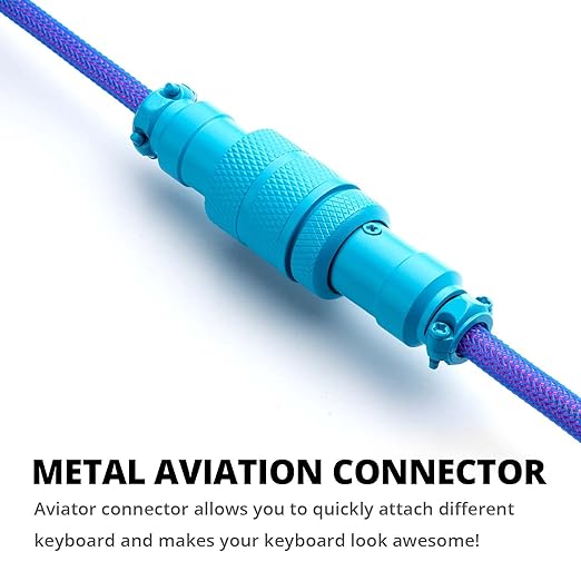 GUNMJO Pro Custom Coiled USB C Cable for Gaming Keyboard Double-Sleeved Mechanical Keyboard Cable with Detachable Metal Aviator 1.5M USB-C to USB-A Nebula Color