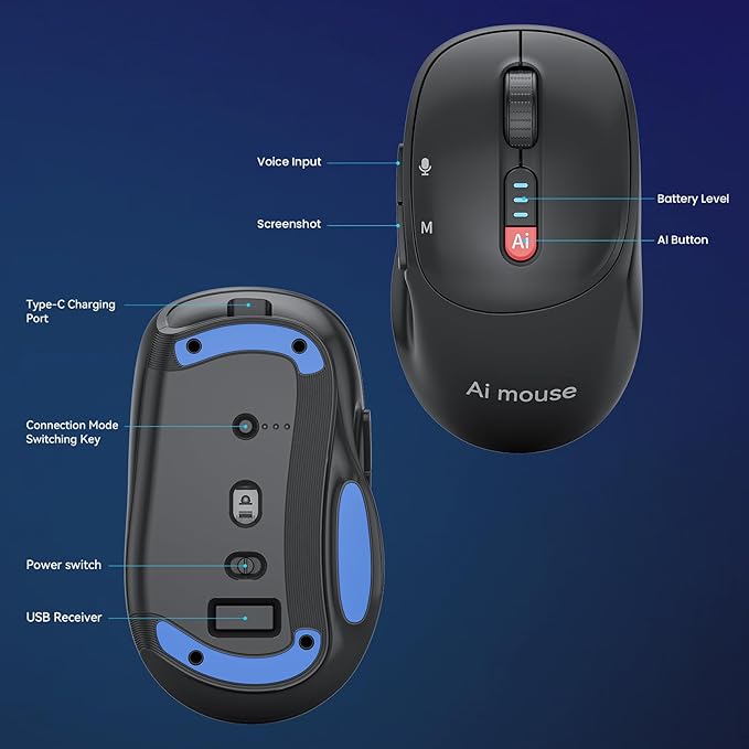 ADREAMER AI GPT Mouse Voice Input Search Voice and Word Translation Form Document Output Code Generation SWOT Analysis AI Drawing AI Writing Rechargeable for Win7/8/10/11 Mac OS.