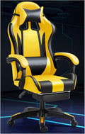 Ergonomic Gaming Chair Comfortable Gaming Chair with Footrest Computer Chair Leather Desk Chair Adjustable Swivel Gaming Office Chair Yellow