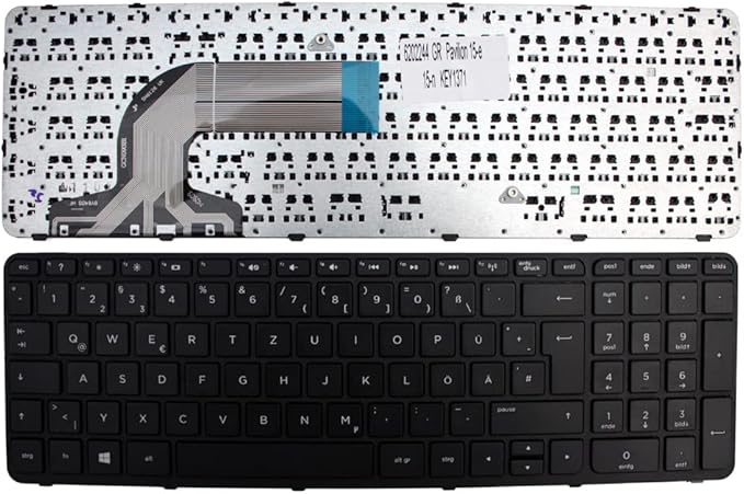 Power4Laptops German Layout Black Frame Black Replacement Laptop Keyboard Compatible with HP Pavilion 15-n011TU