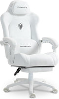 Dowinx Big and Tall Gaming Chair Suede Fabric Game Chair with Pocket Spring Cushion High Back Gamer Chair Ergonomic with Footrest for Adults Office 440LBS White