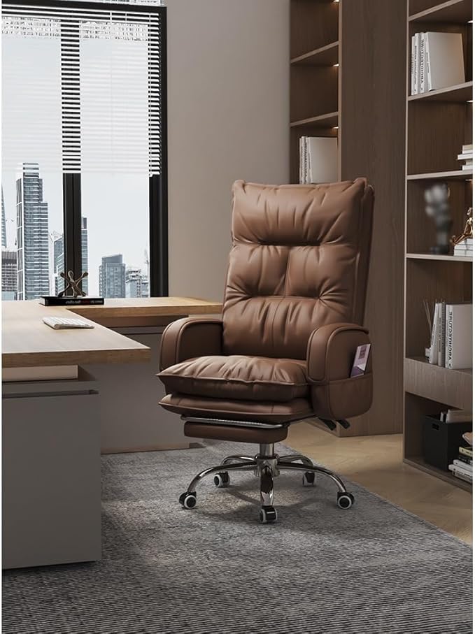 Gaming chair  Home Office Desk Chairs Chair Computer Sofa Chair Can Lie Leisure Desk Chairs with Wheels Gaming Chairs for Adults Office Chair Lift Desk Chair for Living Room Bedroom ( Color : Brown