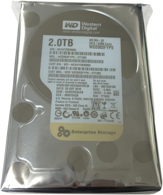 Western Digital RE4-GP WD2003FYPS 2TB Intellipower 64MB Cache SATA 3.0Gb/s 3.5 (Enterprise Grade) Internal Hard Drive - [Certified Refurbished] w/ 1 Year Warranty