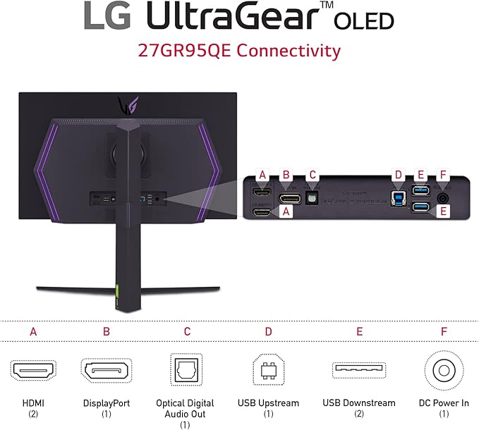 LG 27 Ultragear™ OLED QHD Gaming Monitor with 240Hz .03ms GtG &amp nVIDIA® G-SYNC® Compatible (Renewed) Black