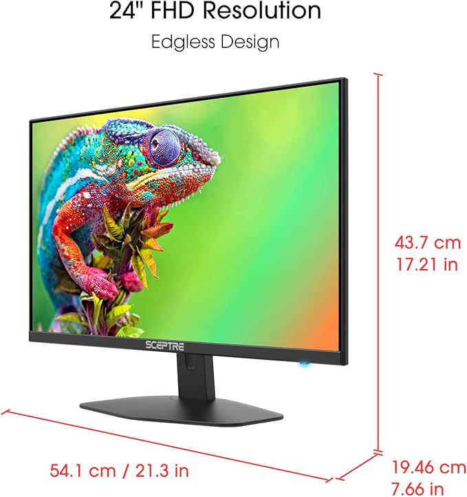 Sceptre New 24-inch Gaming Monitor 100Hz 1ms DisplayPort HDMI x2 100% sRGB AMD FreeSync Build-in Speakers Eye Care Frameless Machine Black 2025 (E248W-FW100T)