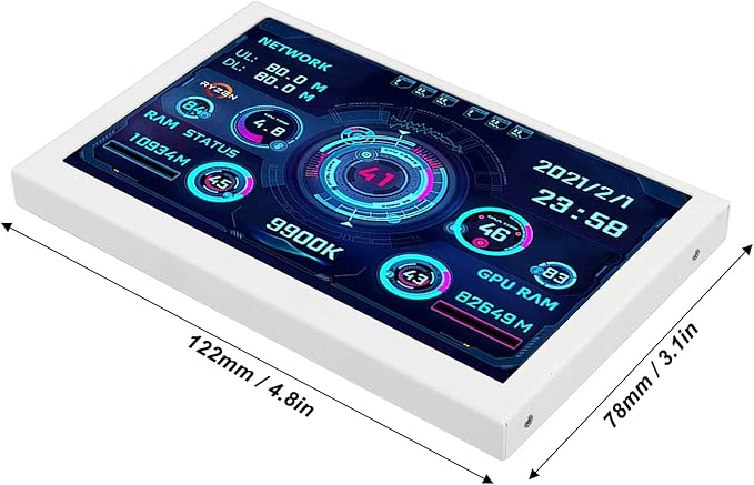 5 Inch Computer Temperature Monitor - PC Sensor Display for CPU RAM HDD Data - USB Mini Secondary Screen Compatible with Windows