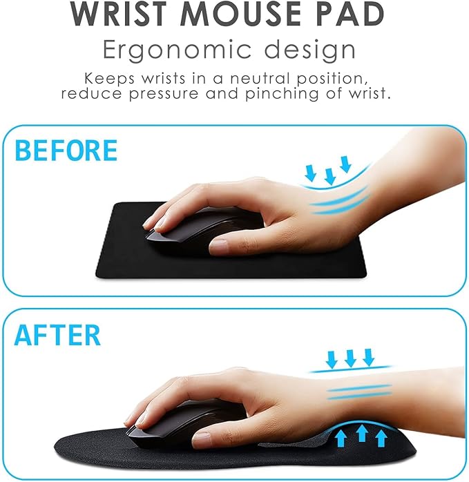 Genshin Impact Xiao Zhongli Mouse Pad with Wrist Support Comfort Silica Gel Wrist Rest Support Mat Mice 3D Mouse Pad Non-Slip PU Base for Computer (Kamizato Ayaka)