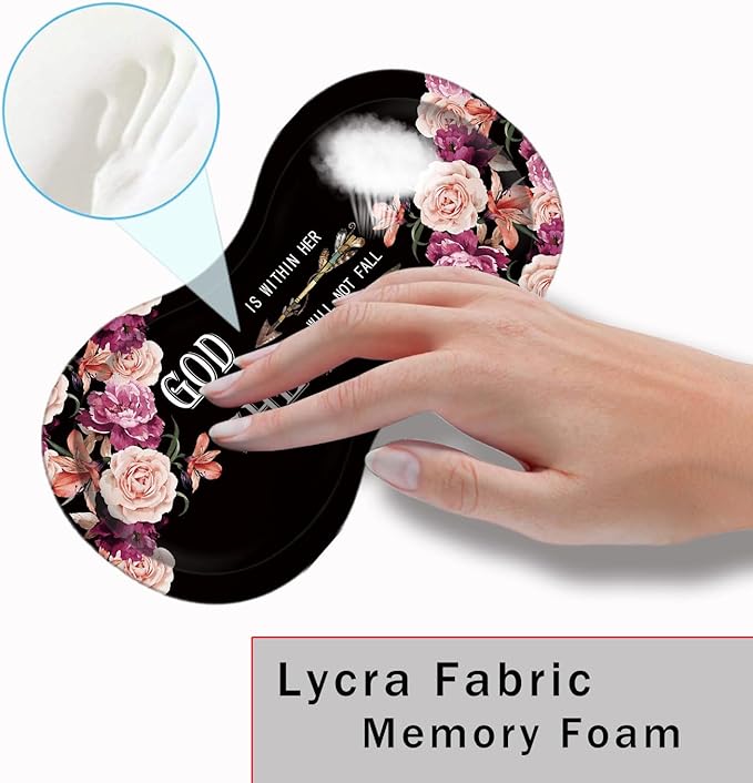 Mouse Pad with Wrist Support + Desk Mat + Coaster 3 in 1 Set XL Large Gaming Mousepad Ergonomic Mouse Pads for Desk Computer Laptop OfficeFlower Bible Verse Psalm 46-5