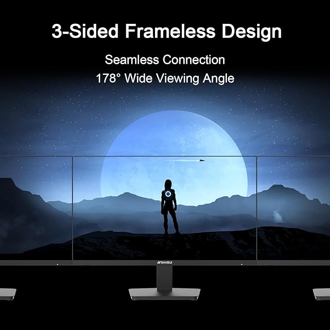 SANSUI 27-Inch IPS Monitor 120Hz Full HD 1920x1080 HDMI and DisplayPort VESA Mountable