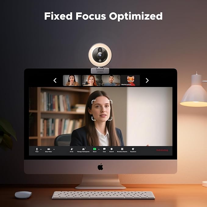 UGREEN 2K Webcam with 4-Level Ring Light Full HD Webcam for PC with Microphone Privacy Cover USB Web Camera Compatible with Switch 2 Streaming Conference Zoom Teams Computer/Laptop/MacBook