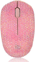 Bling Dazzling 2.4GHz Wireless Silent Mouse Covered with Rhinestone Crystal Crystallized Mouse with USB Receiver Compatible with Notebook PC Laptop Computer MacBookGreat Gift (Pink)