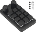 Hyuduo Mechanical Gaming Keyboard Mini Gaming Keypad 12 Keys 2 Knobs Blue Switch Black Color RGB Light Customizable Programming for Gaming Office Music Media Industrial Control