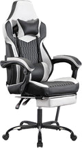 Ergonomic Gaming Chair with Footrest Black and White Gaming Chair for Adults Girls Women Video Game Chairs with Wheels &amp Lumbar Support 300 LBS Capacity (Black+White)