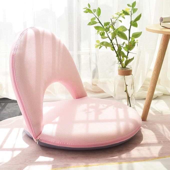 GIZNXBA Floor Chair Adjustable Back Support Chair Foldable Meditation Seating 5 Adjustable Position Cushioned Recliner for Adults Kids Video-Gaming Reading Watching(/GreenA)