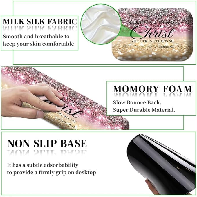 Ergonomic Keyboard Wrist Rest Pad Elbow Rest Pad for DeskMemory Foam Gel Wrist Pad for Keyboard and MouseDesk Elbow Arm Wrist Rest Support Pad for Computer Laptop-I can do All Things Through Christ