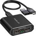 USB to Dual HDMI Splitter DisplayLink Adapter HDMI Splitter for Dual Monitors with Extended Display 4K@30Hz and 1080P@60Hz Output for Windows Mac Vista