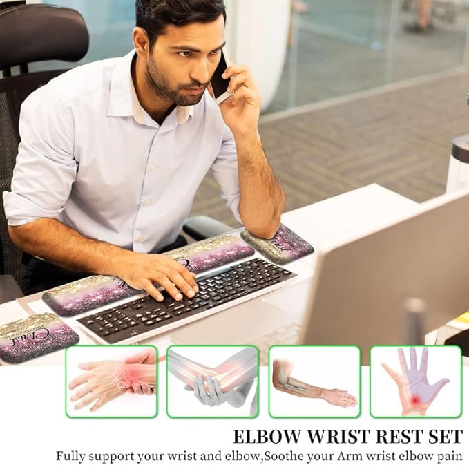 Ergonomic Keyboard Wrist Rest Pad Elbow Rest Pad for DeskMemory Foam Gel Wrist Pad for Keyboard and MouseDesk Elbow Arm Wrist Rest Support Pad for Computer Laptop-I can do All Things Through Christ