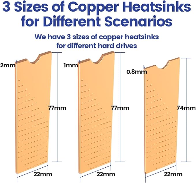 Copper M.2 Heatsink 3pcs 2280 SSD Copper Cooler Solid State Disk Cooler with Thermal Pad for Laptop Desktop (Color : Copper 2)