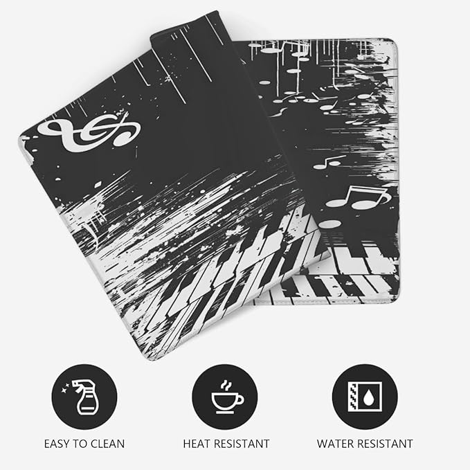White Piano Note Music Large Mouse Pad Gaming Mousepad Desk Mat for Desktop Computer Keyboard Waterproof Mouse Mat Desk Pad with Non-Slip Base for Game School Office Home 35.4 x 15.7