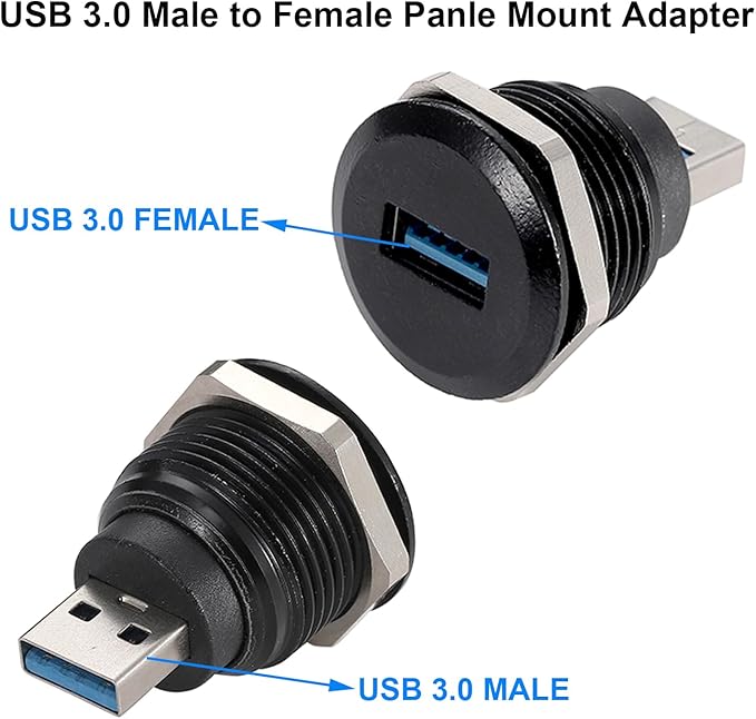 PENGLIN 5PCS USB3.0 Adapter USB-A Male to Female Converter Extender Connector USB Panel Mount Connector Compatible with Laptop Computer Hard Drive Printer Camera