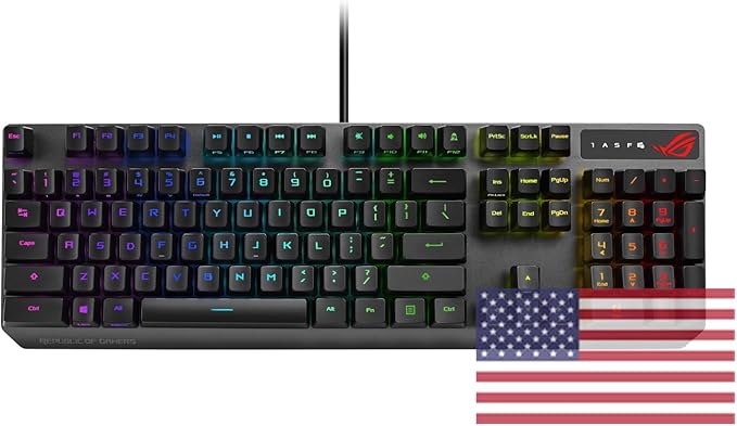 ASUS ROG Strix Scope RX Gaming Mechanical Keyboard Red Optical Switches USB 2.0 Passthrough 2X Wider Ctrl Key Aura Sync Armoury Crate RGB Lighting Black
