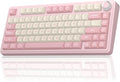 AULA F75 75% Wireless Mechanical Keyboard Hot Swappable Pink Creamy Keyboard Pre-lubed Linear Switches PBT Keycaps 2.4GHz/Type-C/BT5.0 RGB Backlit Computer Gaming Keyboards for Office/Laptop/PC
