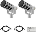 2 Pack of RODE PodMic USB and XLR Dynamic Broadcast Microphone | White + Cleaning Cloth (3 Items)