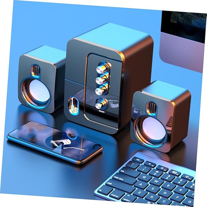USB Computer Speakers Desktop Laptop Portable Speaker with 3D Surround Sound and Deep Bass for Home Office Use Black